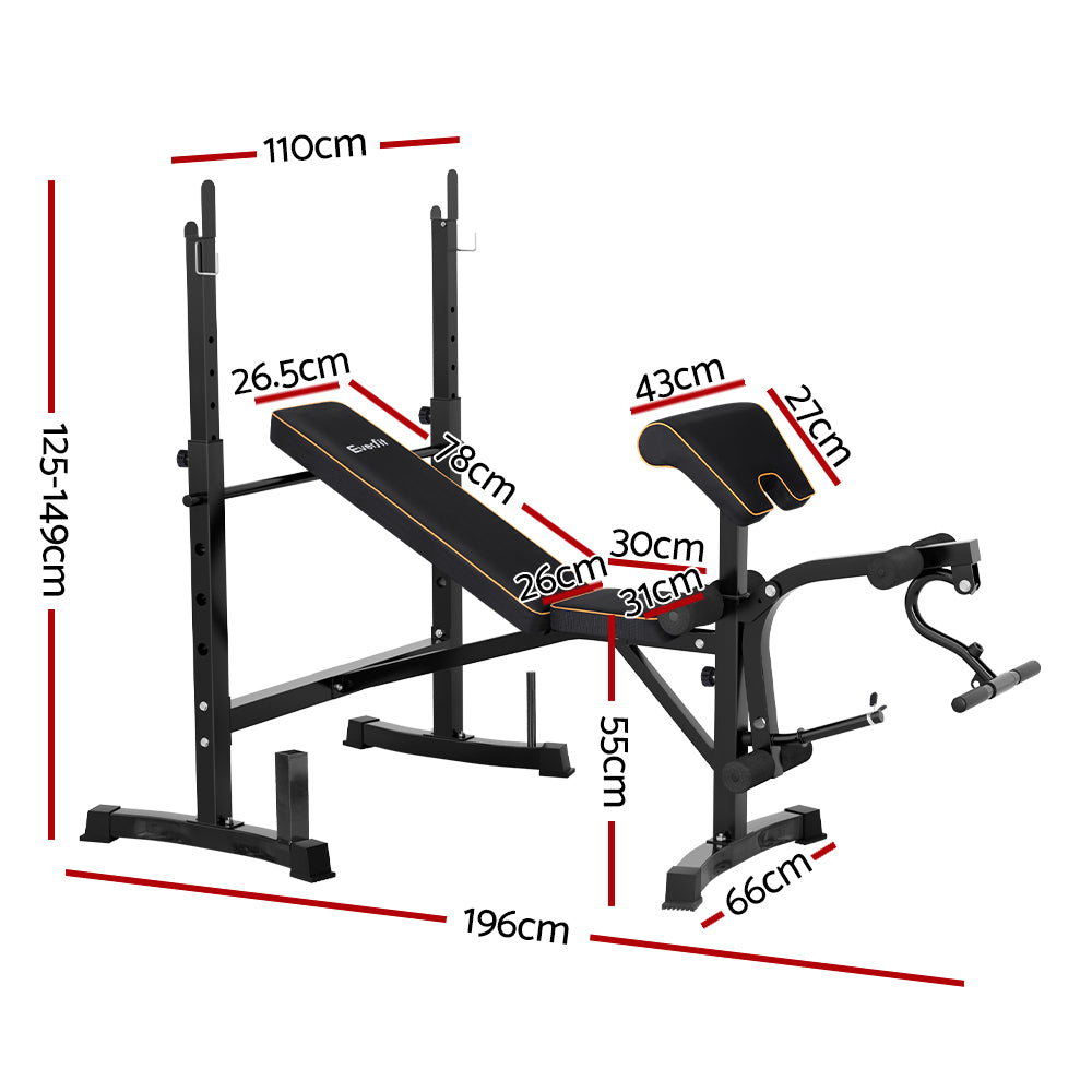 Everfit 10 In 1 Weight Bench Adjustable Home Gym Station Bench Press 330KG