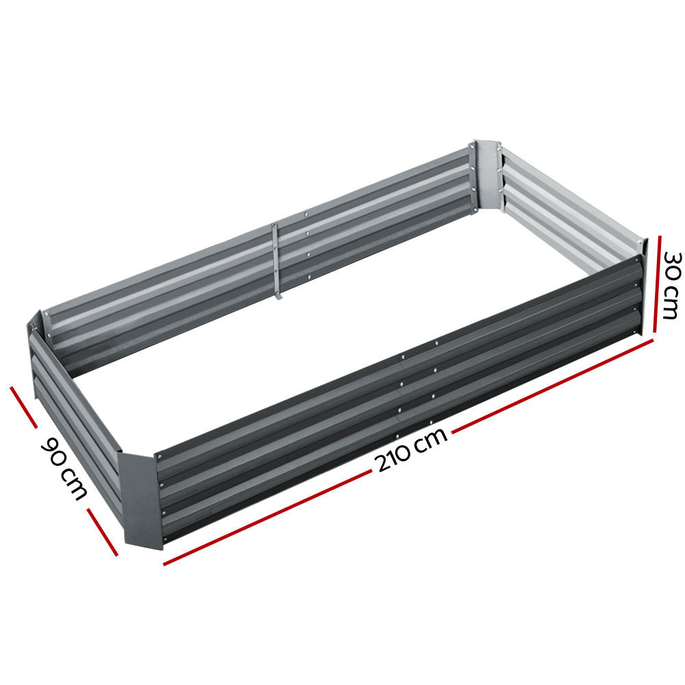 Greenfingers Garden Bed 2PCS 210X90X30cm Galvanised Steel Raised Planter