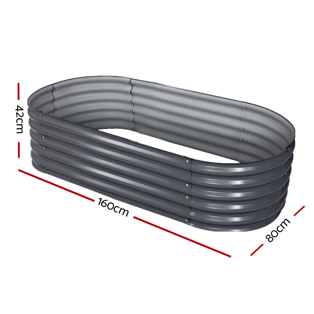 Greenfingers 160X80X42CM Galvanised Raised Garden Bed Steel Instant Planter