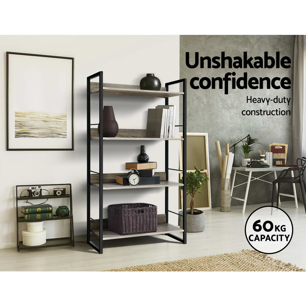Artiss Book Shelf Display Shelves Corner Wall Wood Metal Stand Hollow Storage