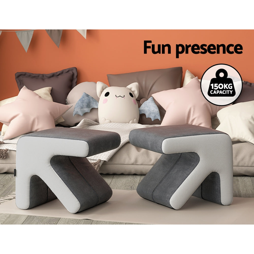 Artiss Arrow Ottoman Foot Stool Fabric Foot Rest Footstool Padded Seat Grey