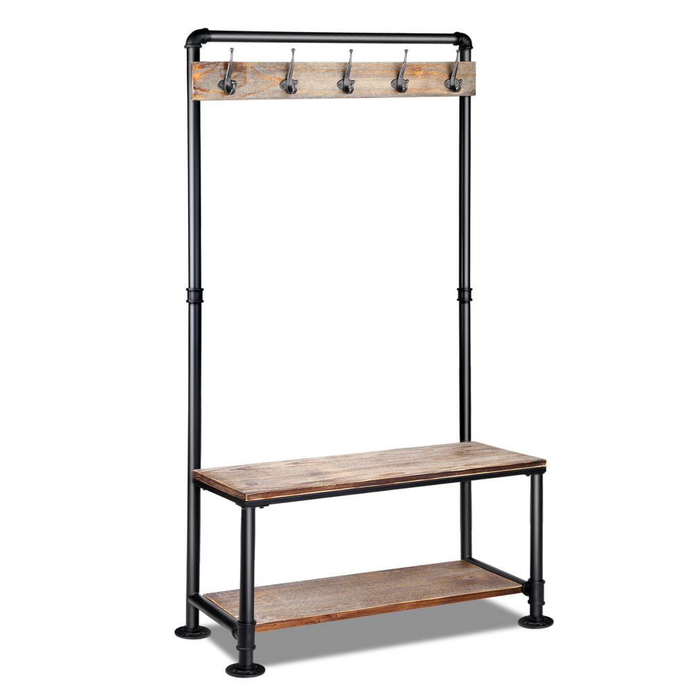 Artiss Clothes Rack Shoe Rack Vintage Coat Stand Hallway Shelf