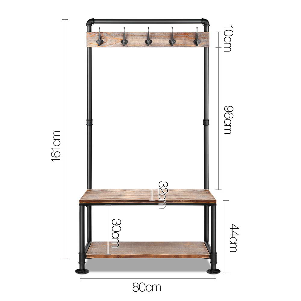 Artiss Clothes Rack Shoe Rack Vintage Coat Stand Hallway Shelf
