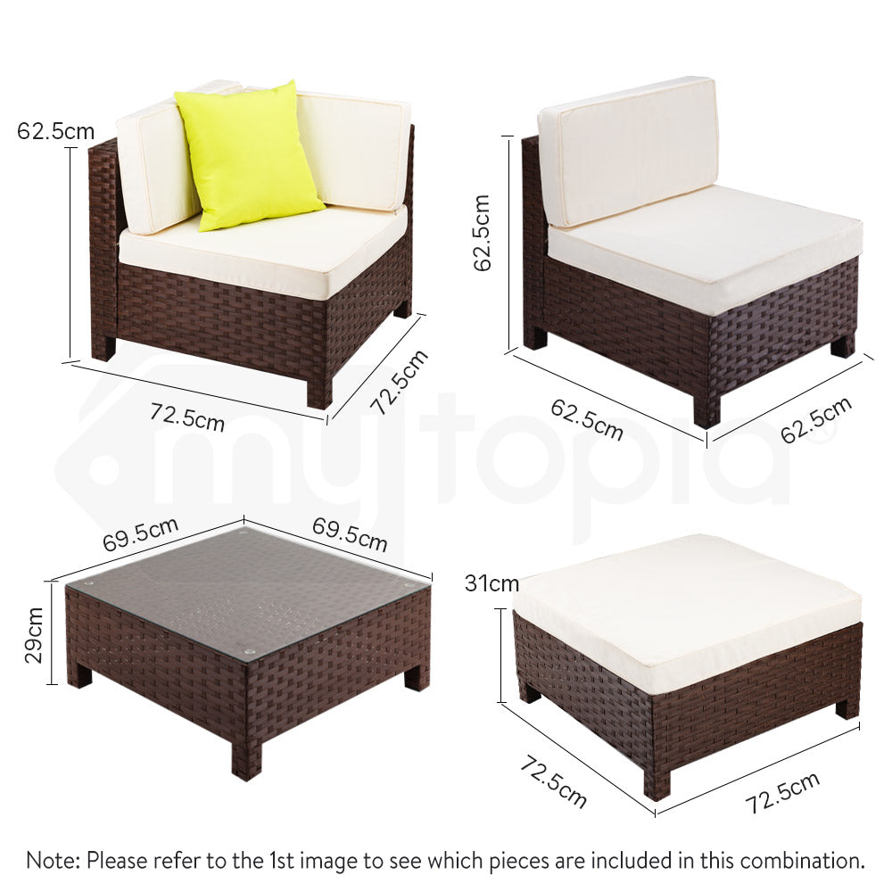 LONDON RATTAN 4pc Outdoor Furniture Setting Lounge Wicker Patio Sofa Set Brown