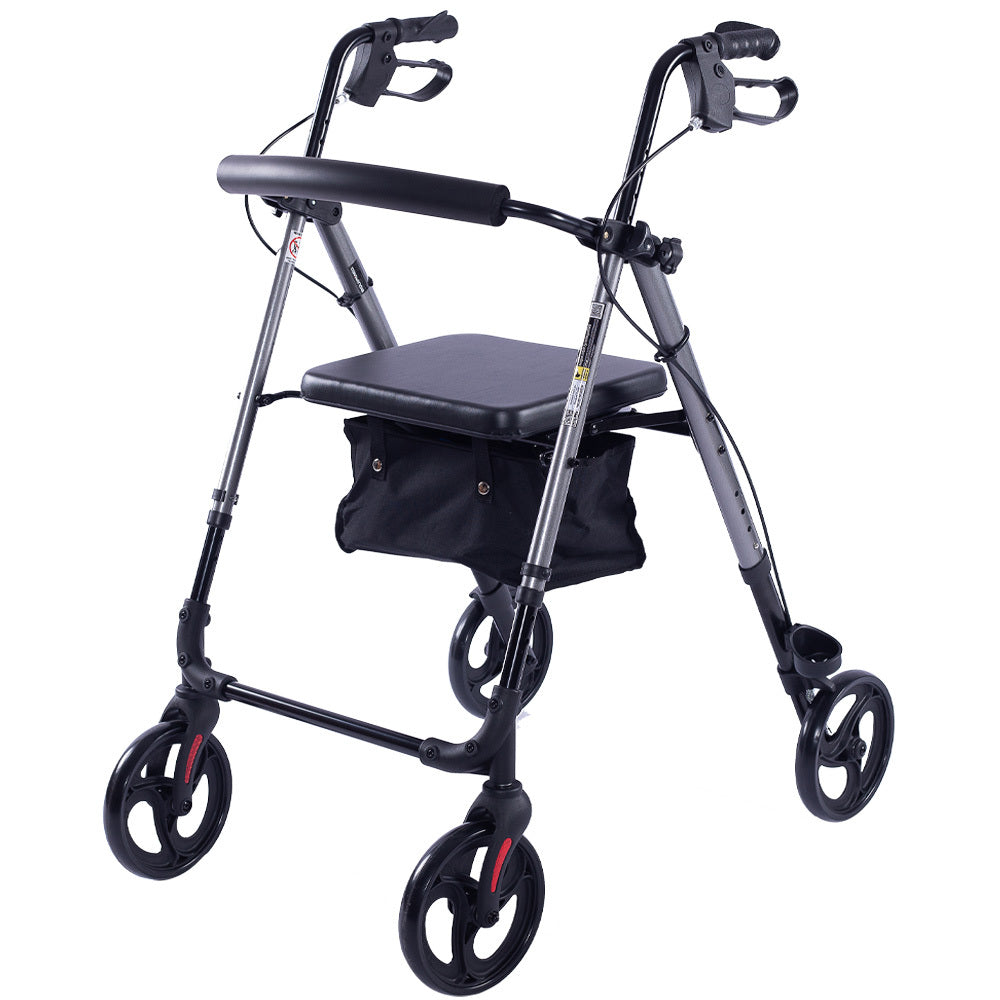 EQUIPMED Portable Wheelchair Folding Lightweight Wheel Chair 24 Inch 136kg  Capacity, Black