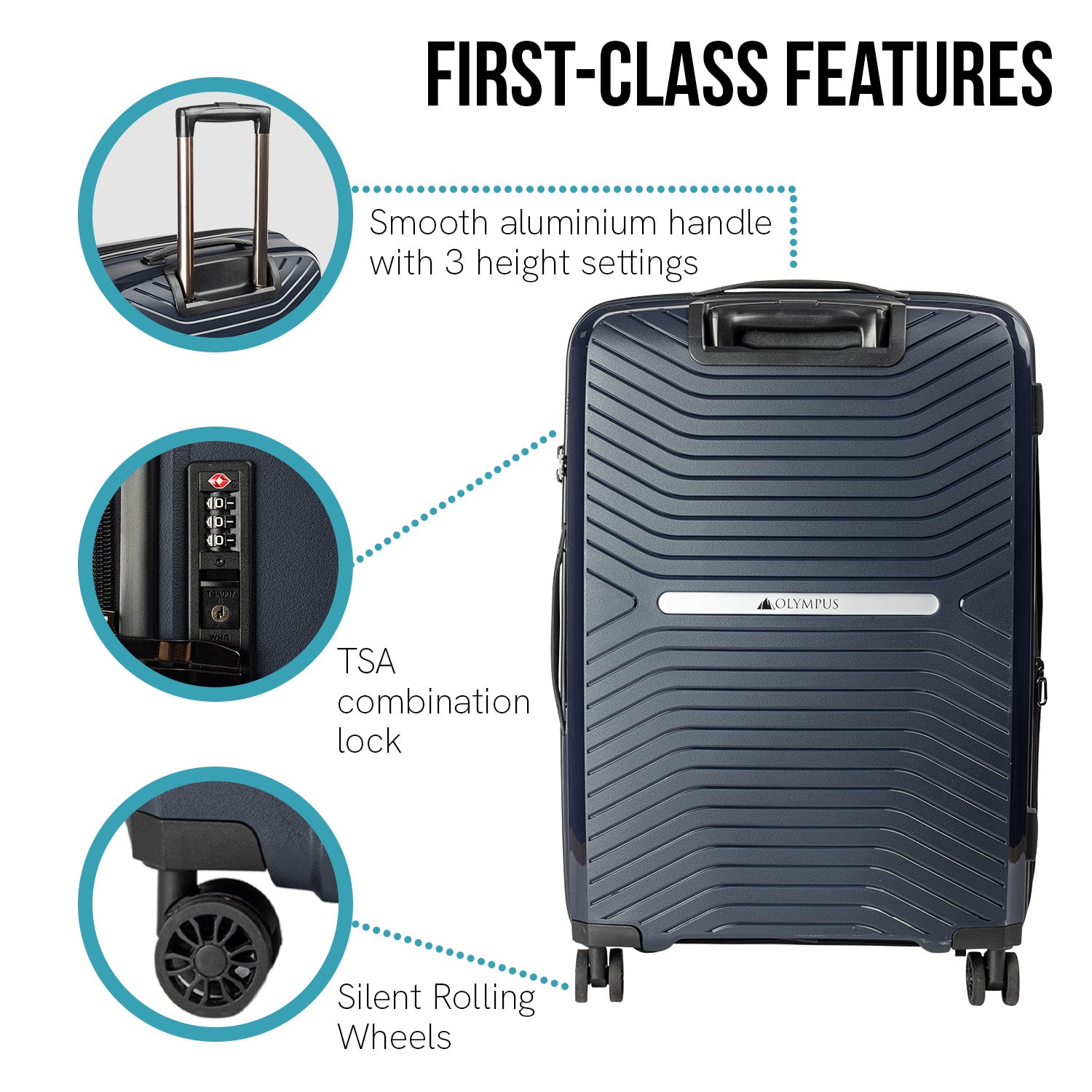 Olympus Astra 29in Lightweight Hard Shell Suitcase - Aegean Blue