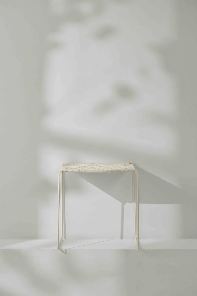 Tree Stripes Woven Table / Stool - White