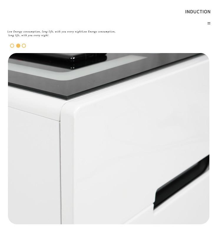 Smart Bedside Tables Finger Print Lock Side 3 Drawers Wireless Charging USB Nightstand LED AU