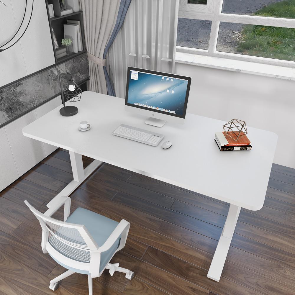 140cm Standing Desk Height Adjustable Sit Black Stand Motorised Dual Motors Frame Birch Top