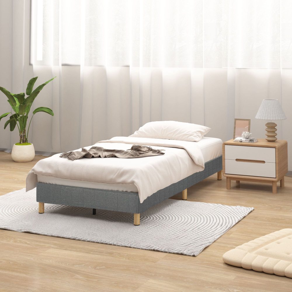 Metal Bedframe Mattress Foundation (Dark Grey) - Single