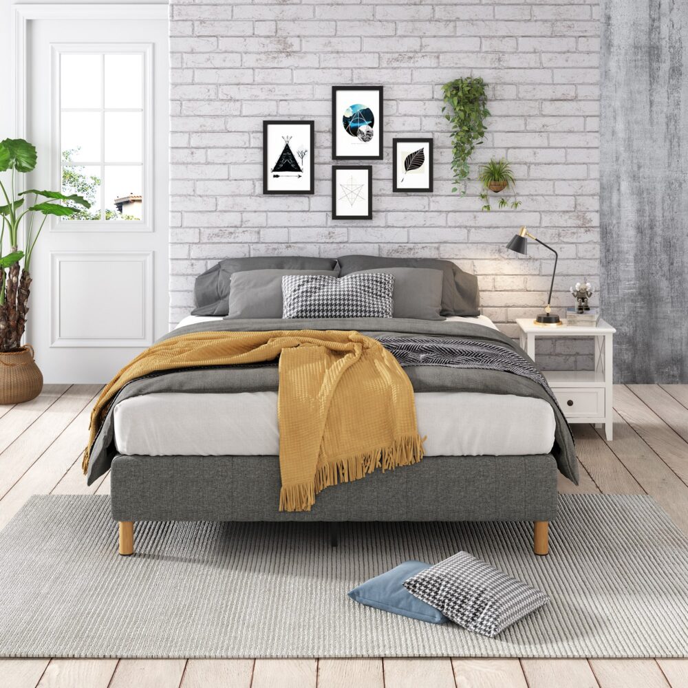 Metal Bedframe Mattress Foundation (Dark Grey) - Single
