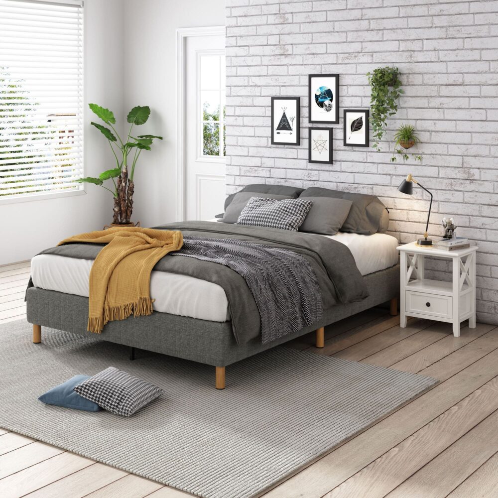 Metal Bedframe Mattress Foundation (Dark Grey) - Single