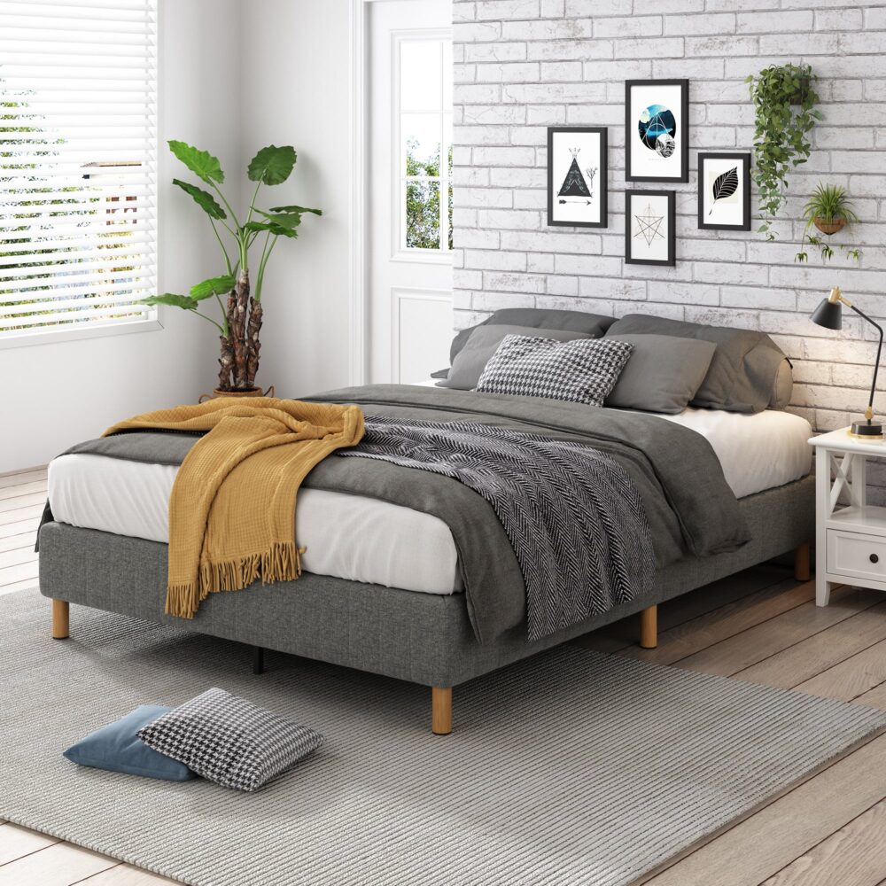 Metal Bedframe Mattress Foundation (Dark Grey) - Single
