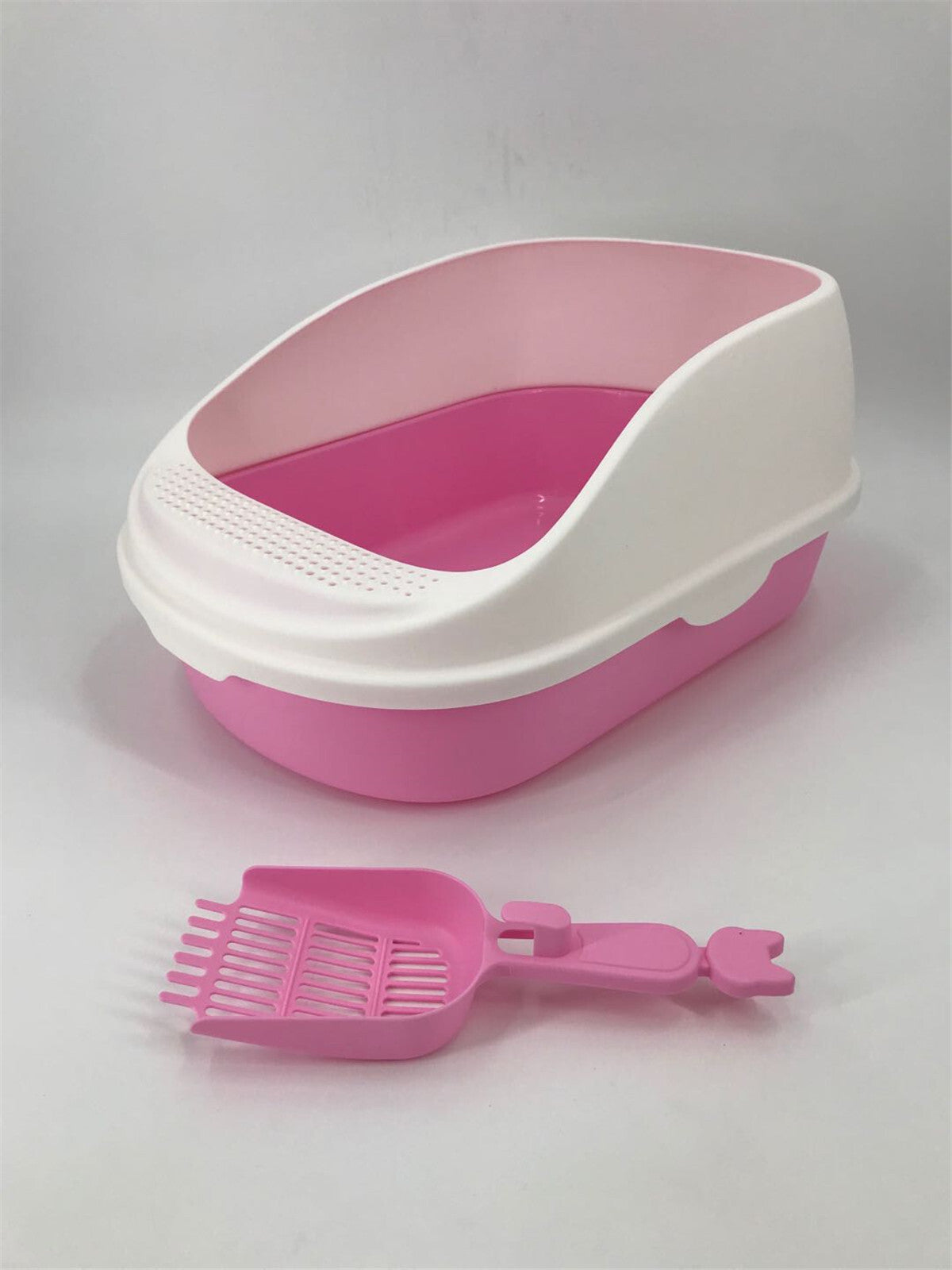 YES4PETS Large Deep Cat Toilet Litter Box Tray High Wall with Scoop Pink