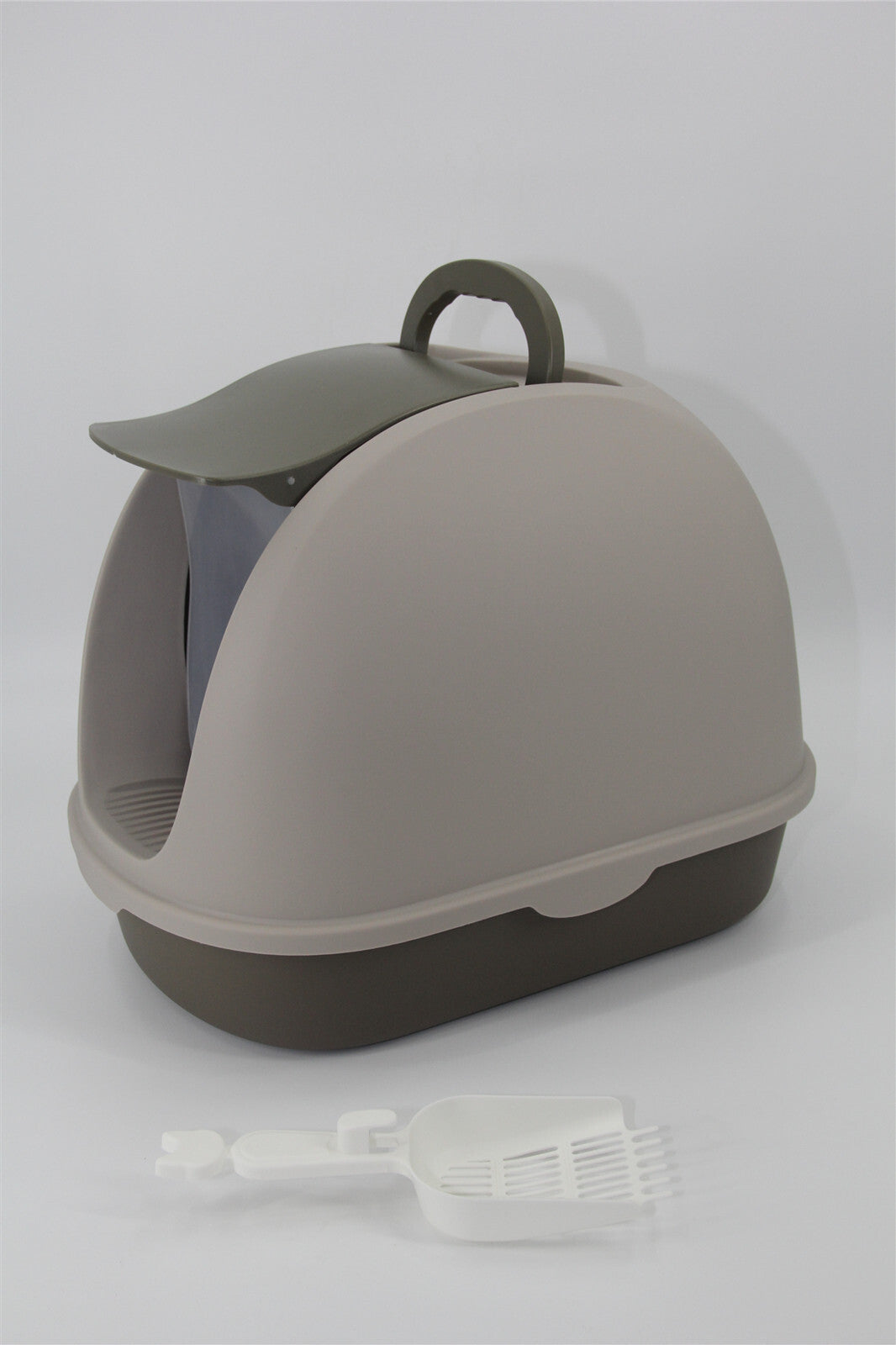 YES4PETS Cat Toilet Litter Box Portable Hooded Tray House with Scoop and Handle Brown