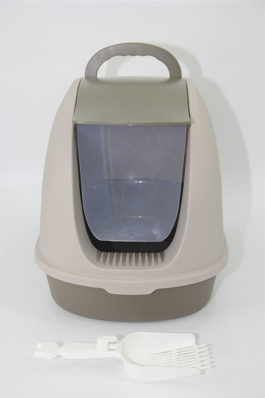 YES4PETS Cat Toilet Litter Box Portable Hooded Tray House with Scoop and Handle Brown