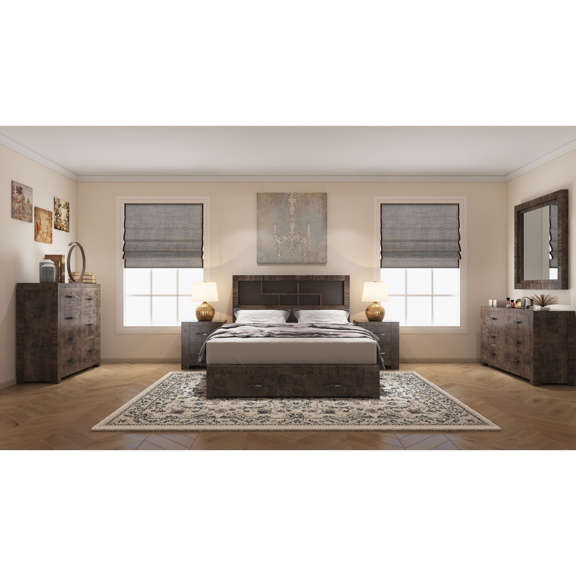 Catmint Tallboy 7 Chest of Drawers Pine Wood Bed Storage Cabinet - Grey Stone