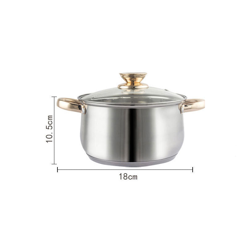 12Piece Cookware Set Kitchen Stainless Steel Stock Pot Pan Sets Saucepan Casserole kettle