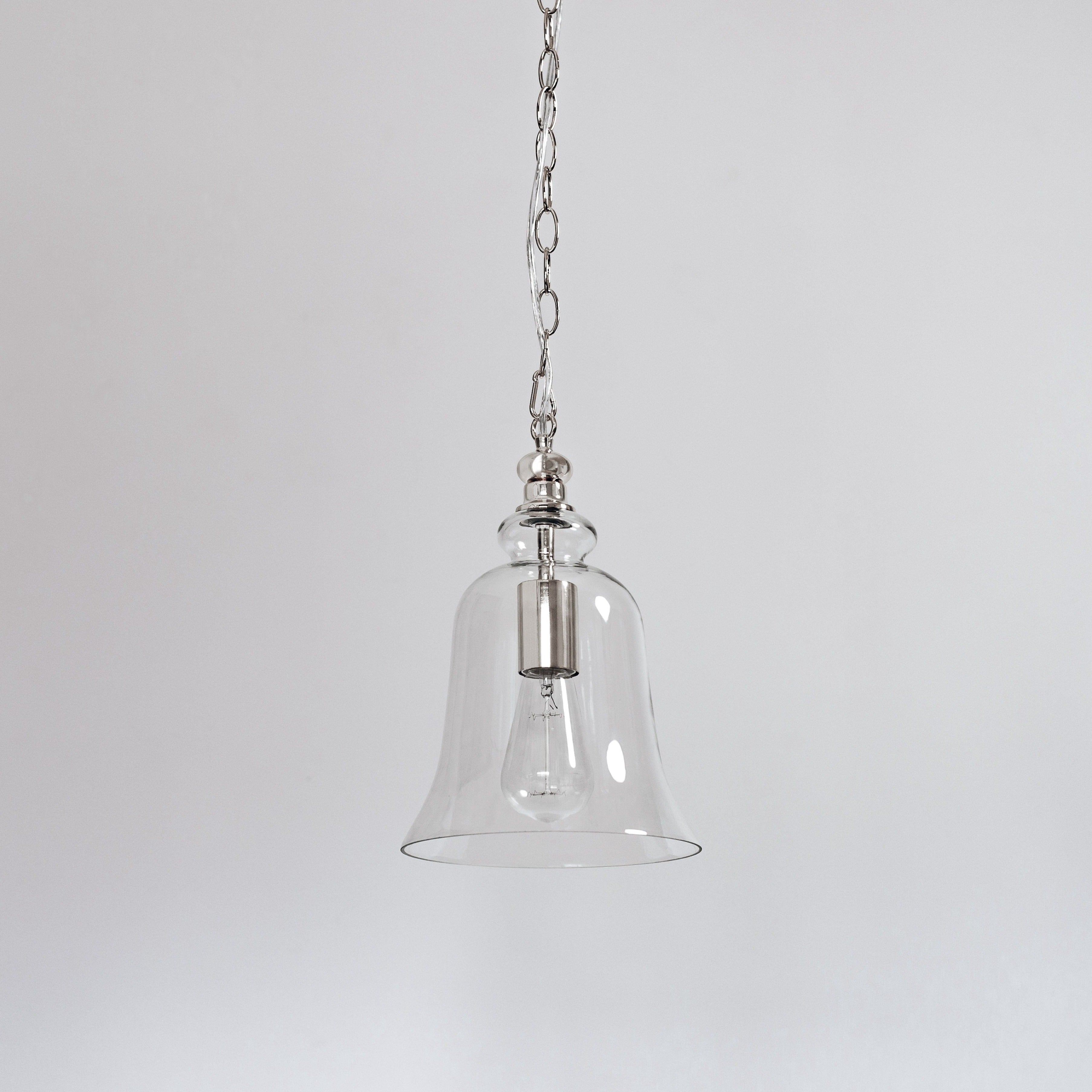 Gracie Glass Bell Shape Pendant Light - Polished Chrome