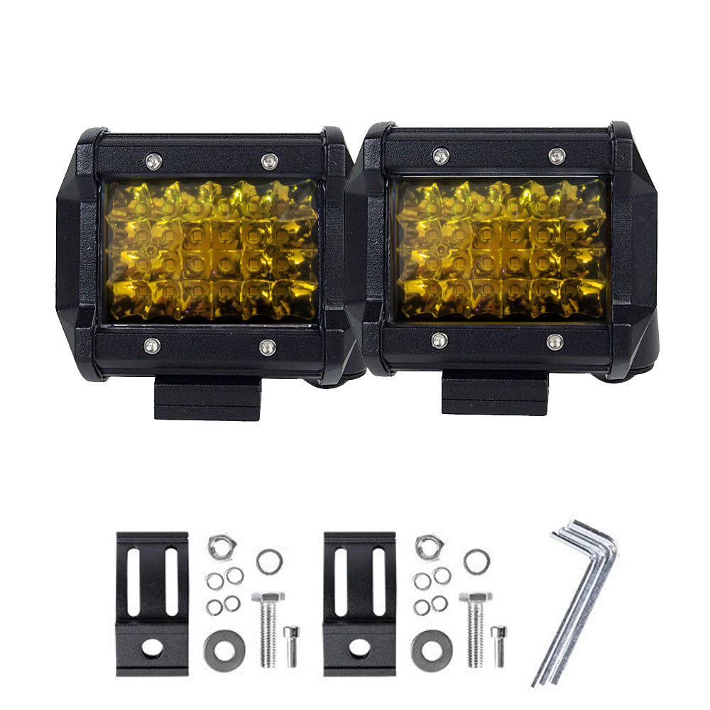 2x 4 inch Spot LED Work Light Bar Philips Quad Row 4WD Fog Amber Reverse Driving