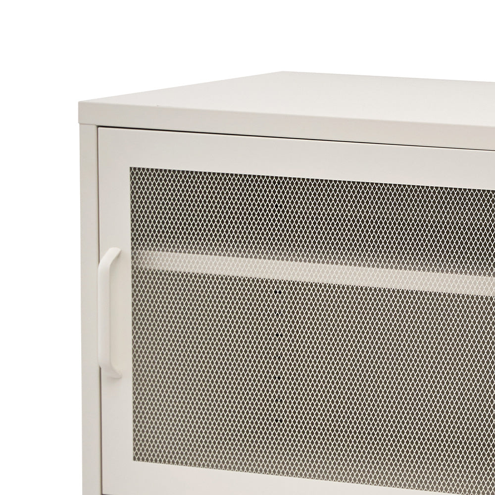 ArtissIn Double Mesh Door Storage Cabinet Organizer Bedroom White