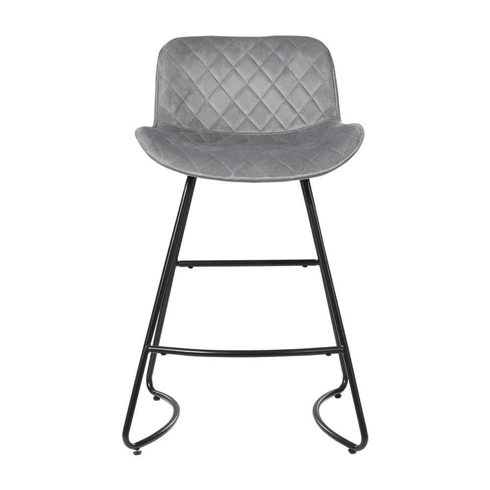 Artiss Set of 2 Bar Stools Kitchen Stool Chairs Chair Velvet Barstool Barstools Grey