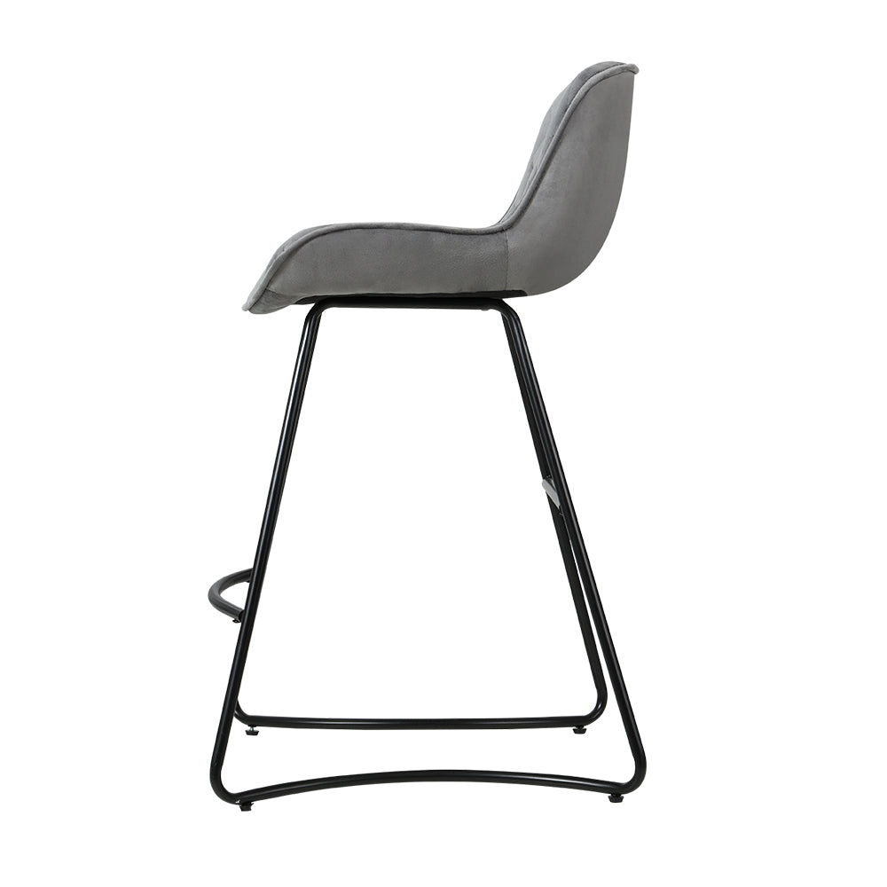 Artiss Set of 2 Bar Stools Kitchen Stool Chairs Chair Velvet Barstool Barstools Grey