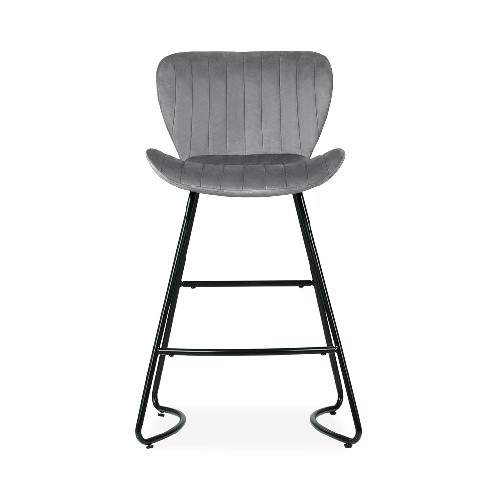 Artiss Bar Stools Kitchen Stool Velvet Dining Chairs Grey Barstool Chair Metal