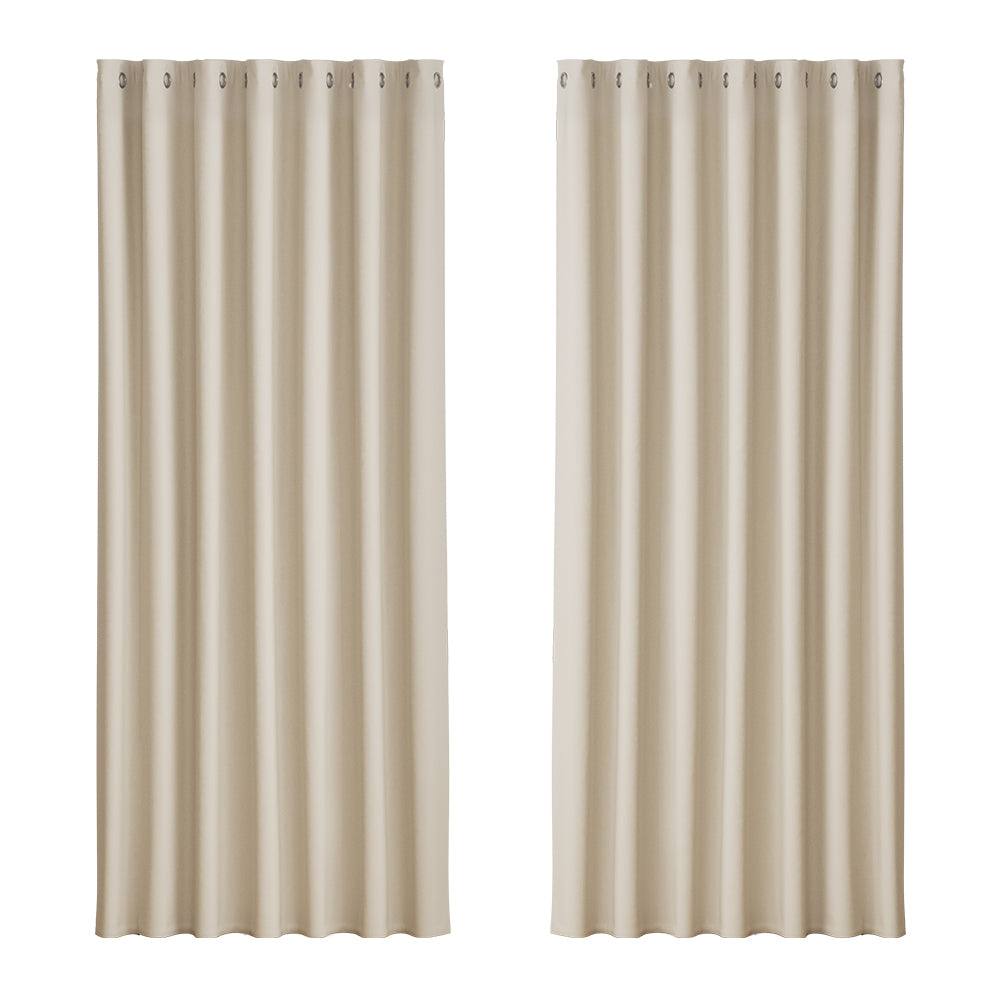 Artiss 2X Blockout Curtains Blackout Window Curtain Eyelet 240x230cm Beige