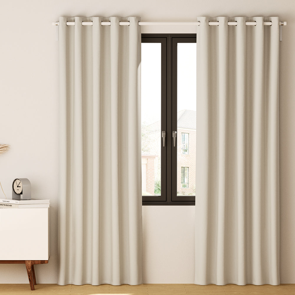 Artiss 2X Blockout Curtains Blackout Window Curtain Eyelet 300x230cm Beige