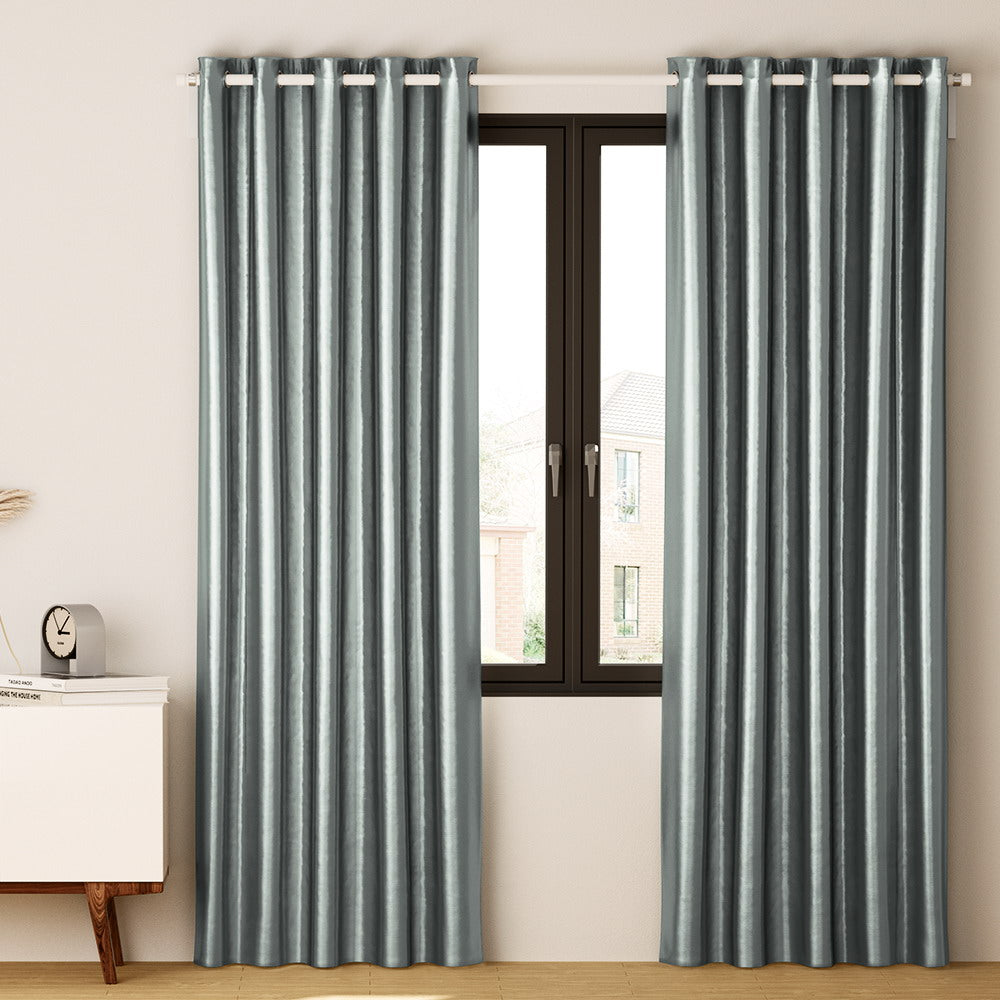 Artiss 2X Blockout Curtains Blackout Window Curtain Eyelet 140x230cm Grey