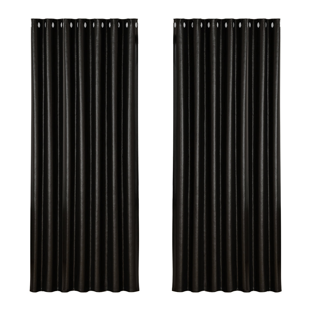 Artiss 2X Blockout Curtains Blackout Window Curtain Eyelet 240x230cm Black