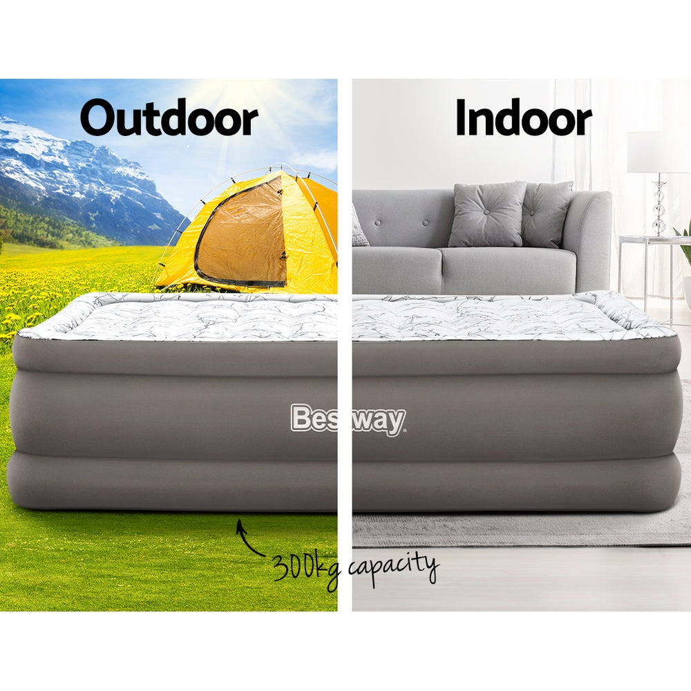 Bestway Air Mattress Bed Queen Size Inflatable Flocked Camping Beds 56CM
