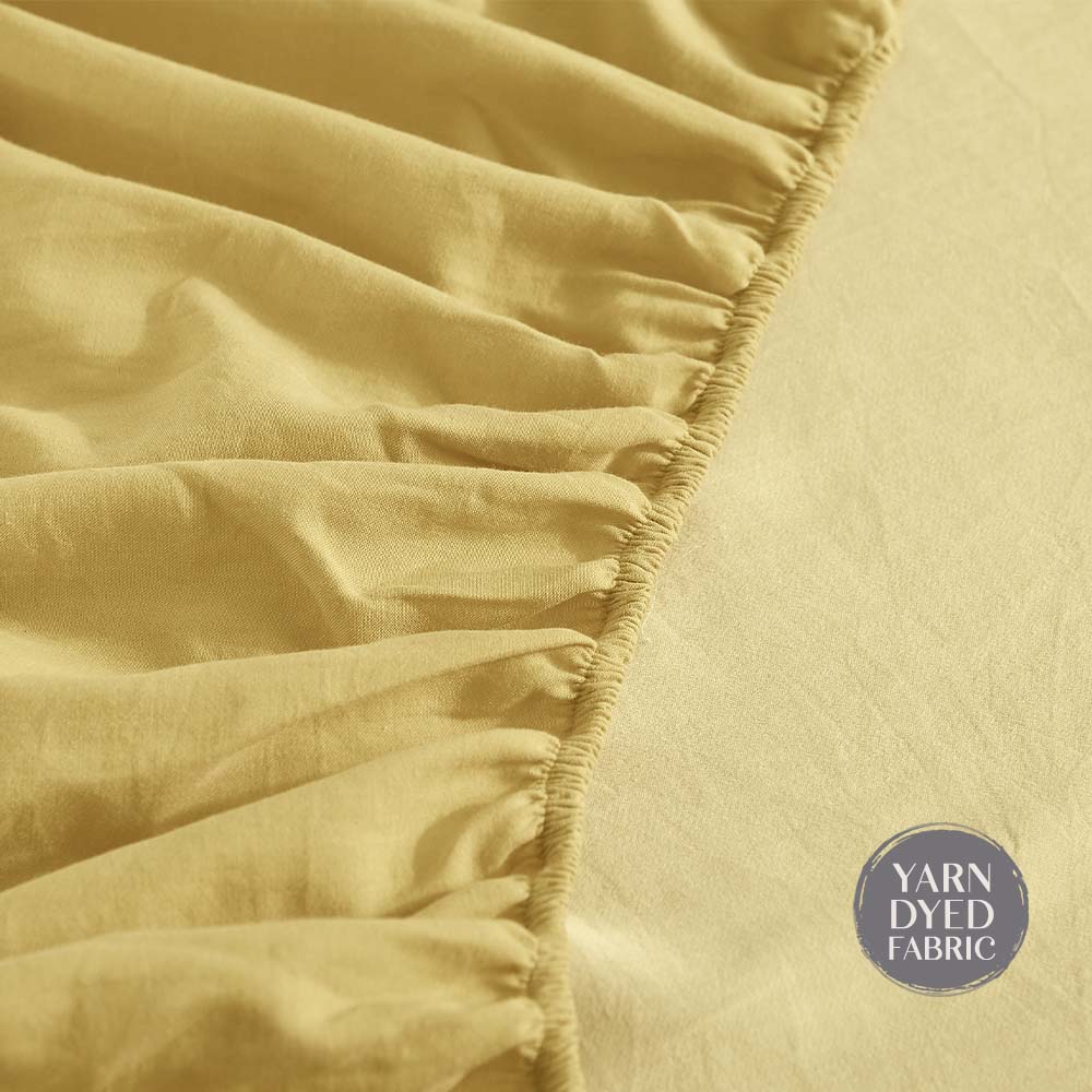 Cosy Club Washed Cotton Sheet Set Yellow Lime King