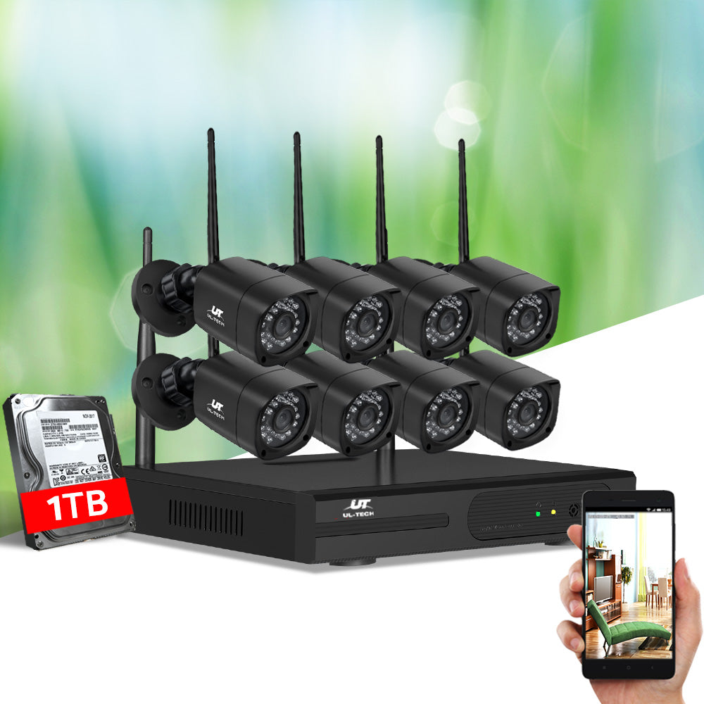 UL-tech CCTV Wireless Security Camera System 8CH Home Outdoor WIFI 8 Square Cameras Kit 1TB