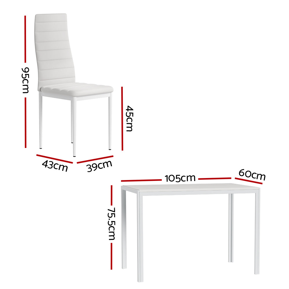 Artiss Dining Chairs and Table Dining Set 4 Chair Set Of 5 Wooden Top White