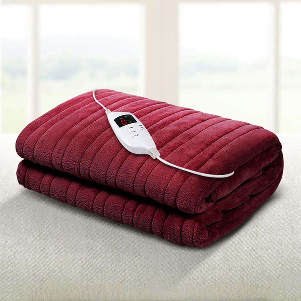 Giselle Bedding Electric Throw Blanket - Burgundy