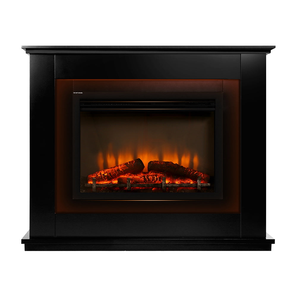 Devanti 2000W Electric Fireplace Mantle Portable Fire Log Wood Heater 3D Flame Effect Black