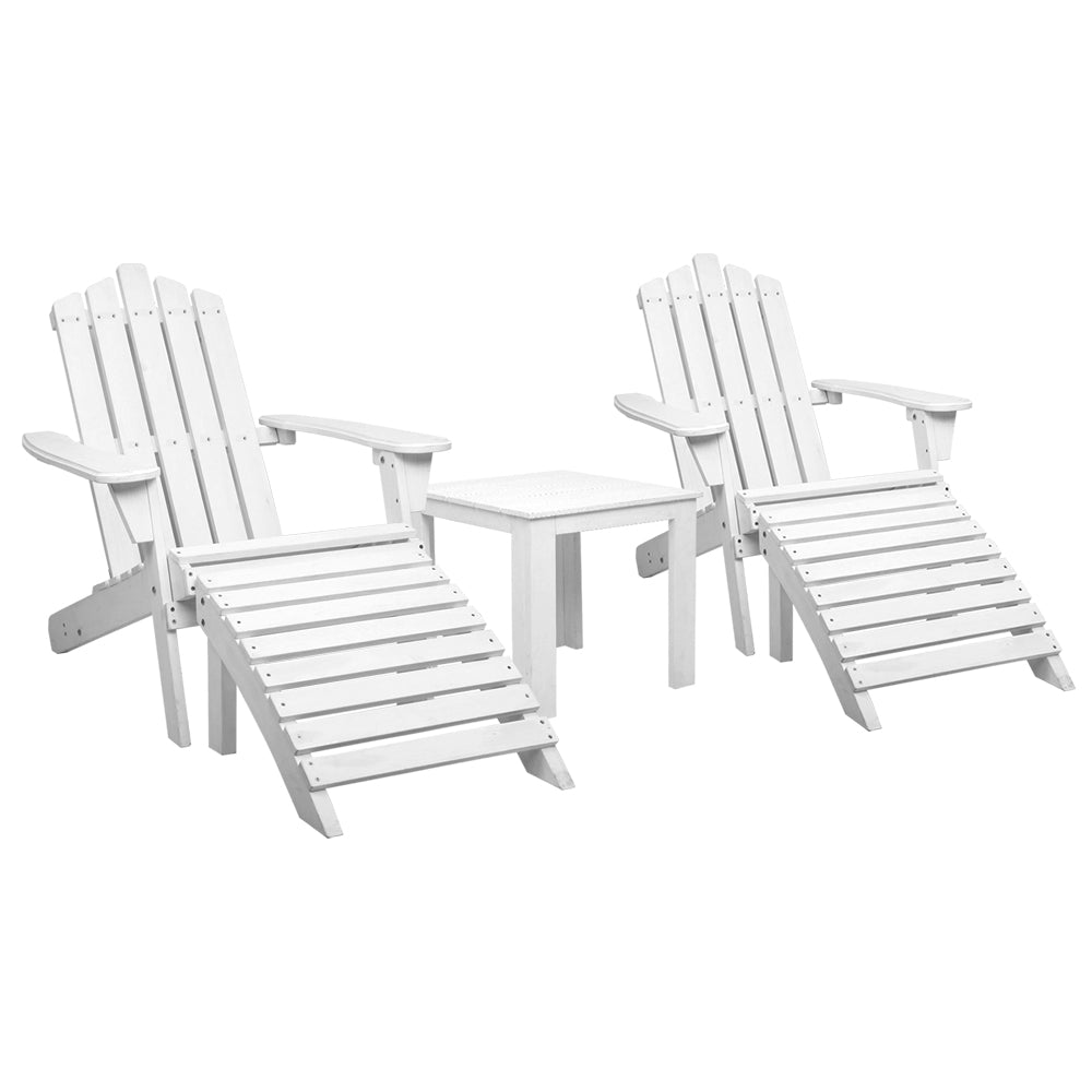 Gardeon Outdoor Sun Lounge Beach Chairs Table Setting Wooden Adirondack Patio Chair