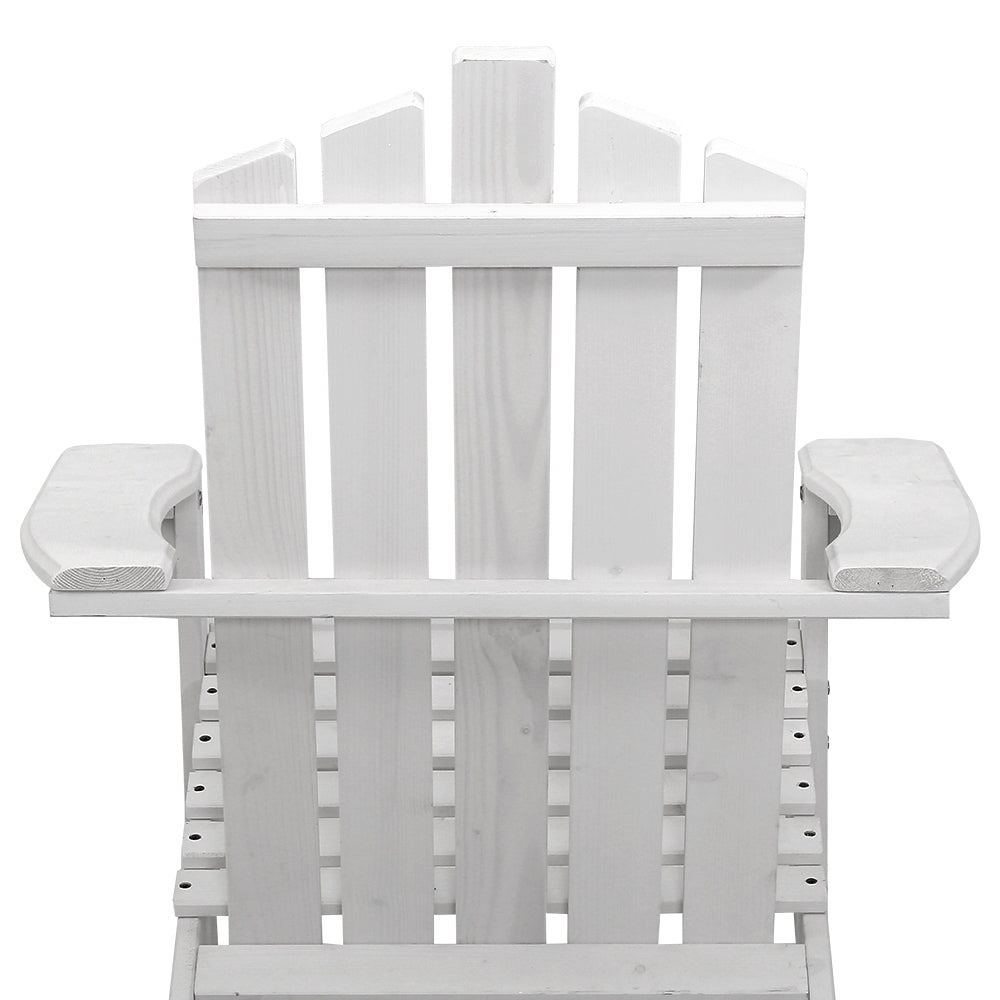 Gardeon Outdoor Sun Lounge Beach Chairs Table Setting Wooden Adirondack Patio Chair White