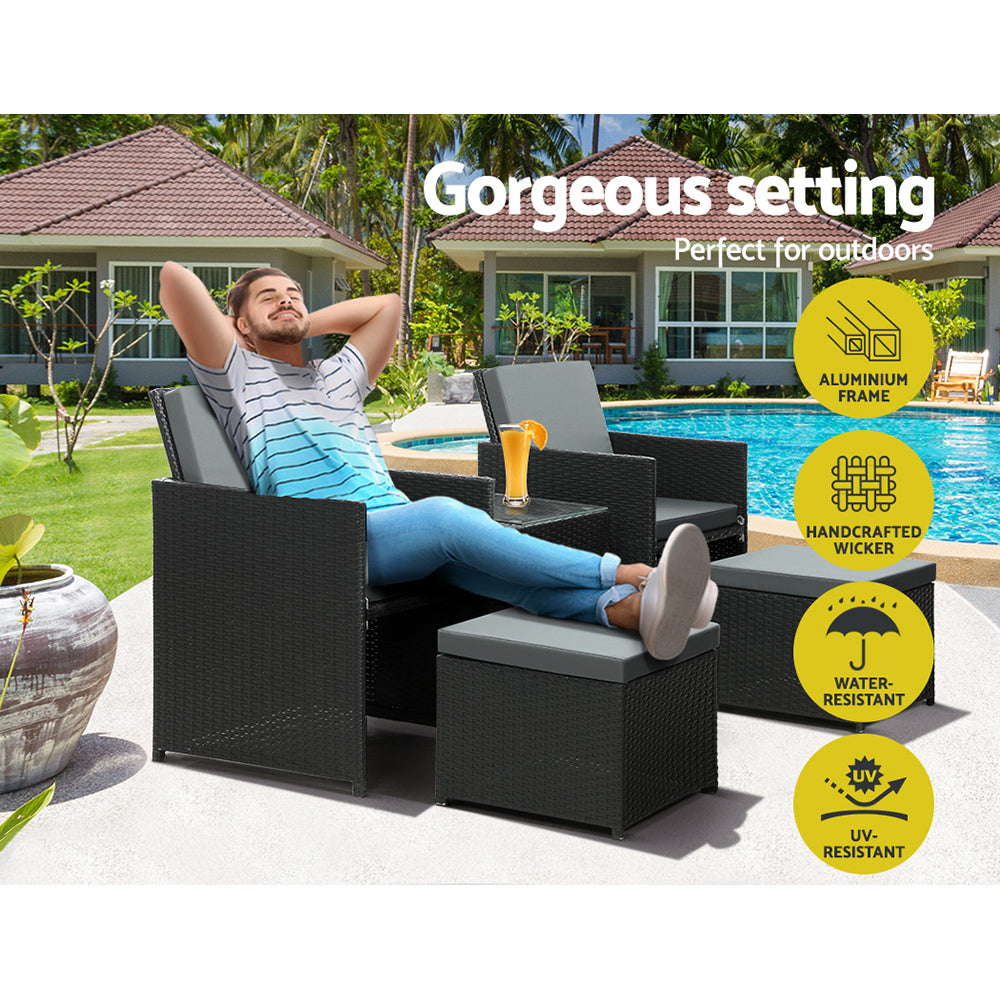 Gardeon Recliner Chairs Sun Lounge Wicker Lounger Outdoor Furniture Patio Sofa