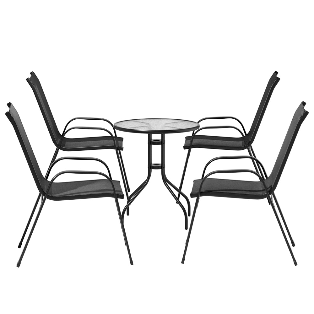 Gardeon Outdoor Furniture 5PC Table and chairs Stackable Bistro Set Patio Coffee