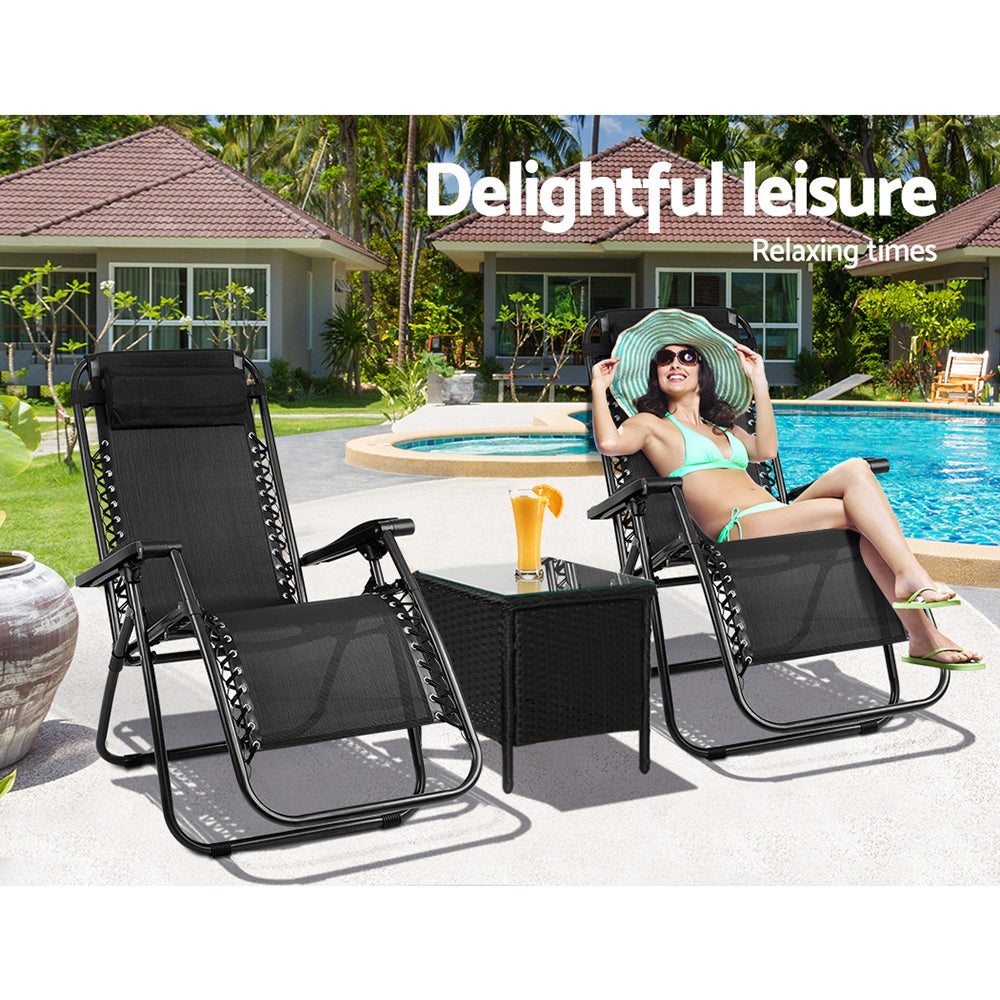 Gardeon Sun Lounge Zero Gravity Chair Table Outdoor Folding Recliner Reclining