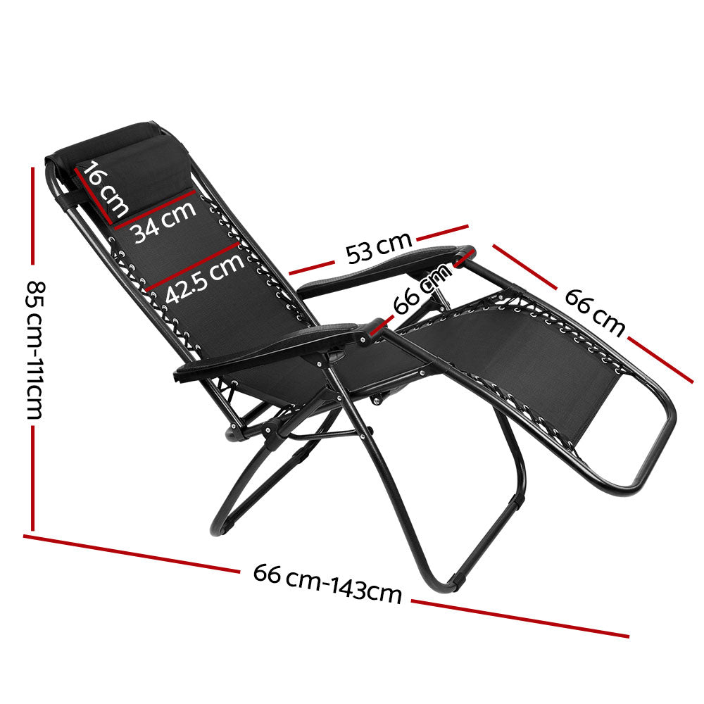 Gardeon Outdoor Portable Recliner - Black