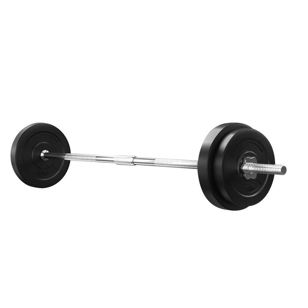 38KG Barbell Weight Set Plates Bar Bench Press Fitness Exercise Home Gym 168cm