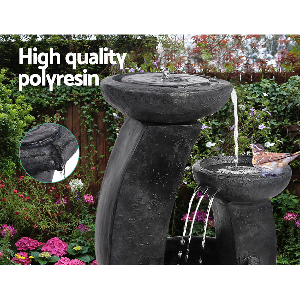 Gardeon 3 Tier Solar Powered Water Fountain with Light - Blue