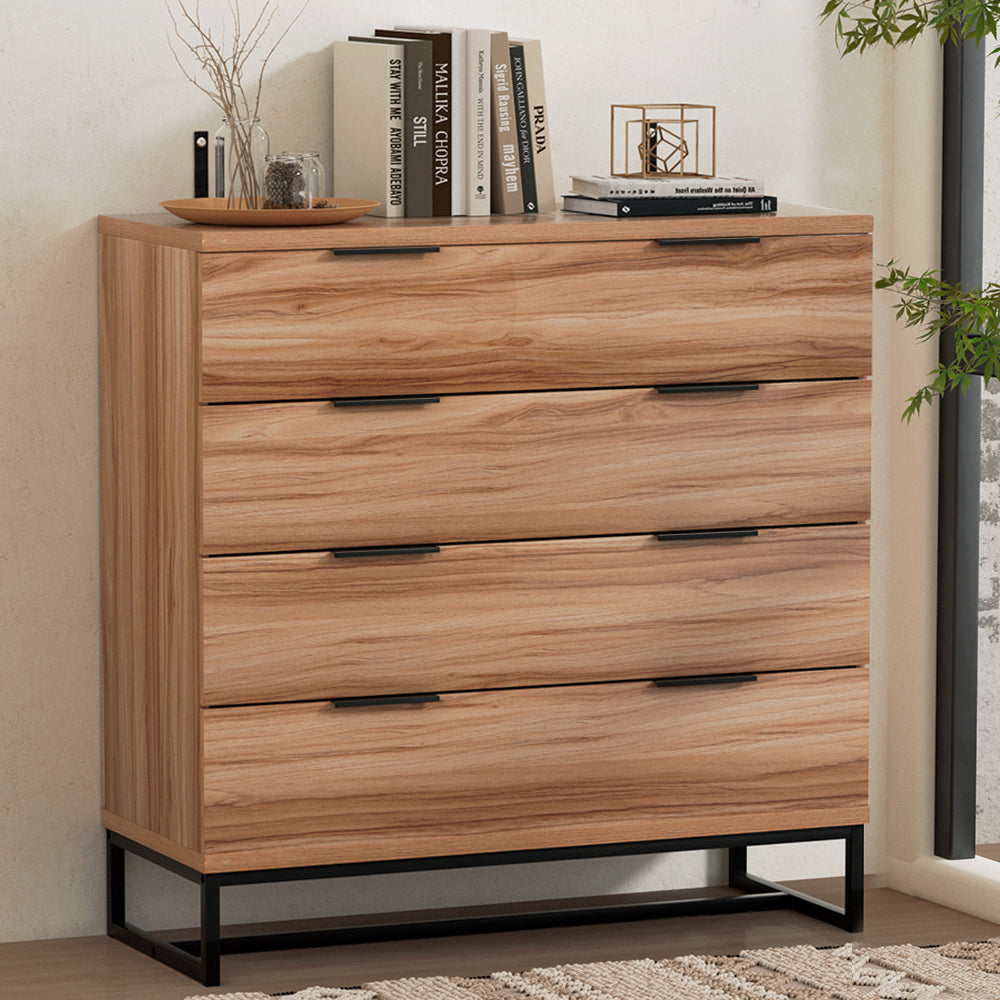 Artiss 4 Chest of Drawers Cabinet Dresser Table Tallboy Storage Bedroom Rust Oak