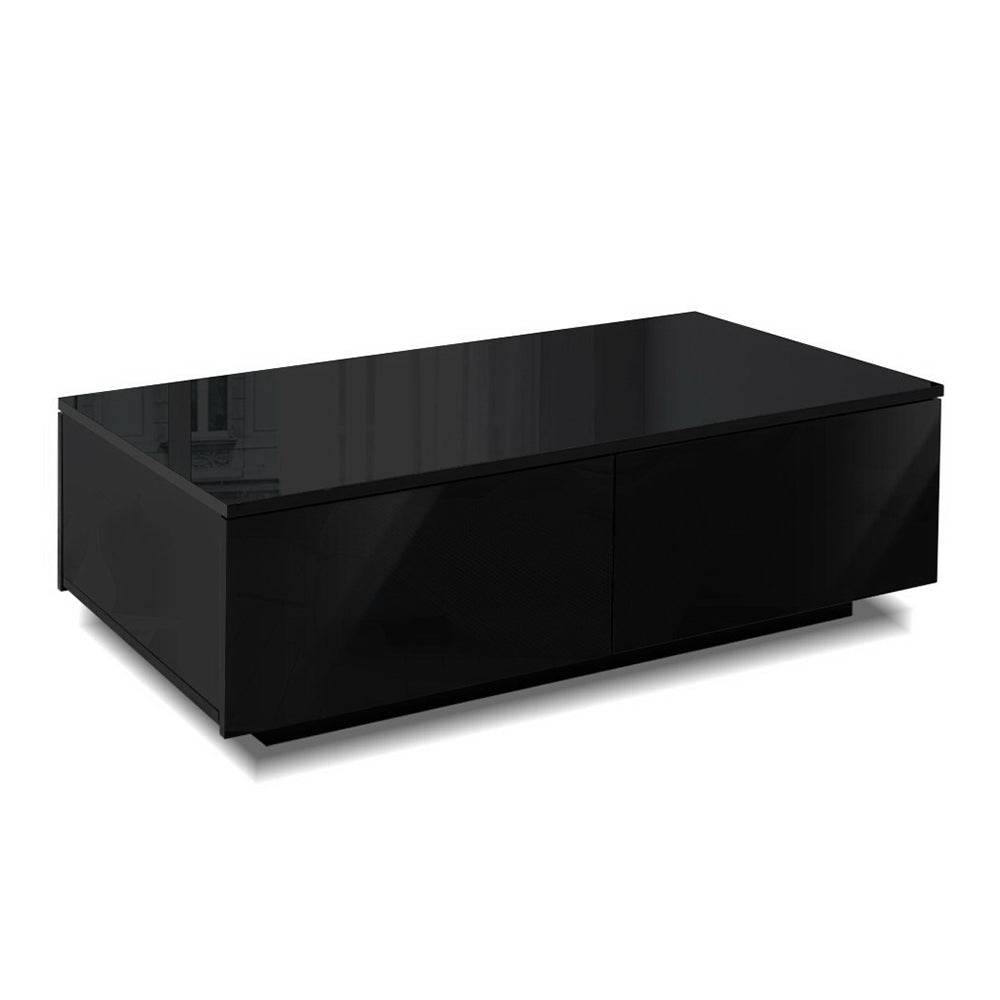 Artiss Modern Coffee Table 4 Storage Drawers High Gloss Living Room Furniture Black