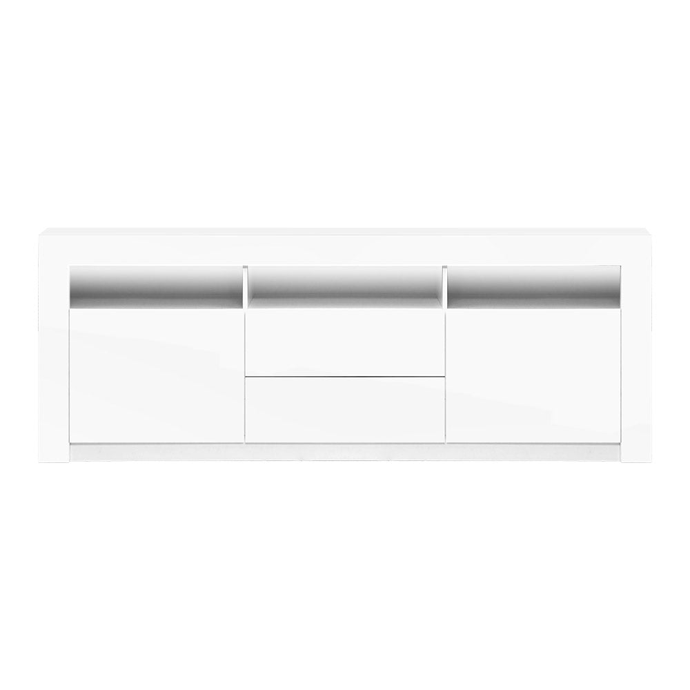 Artiss TV Cabinet Entertainment Unit Stand RGB LED Gloss Drawers 160cm White