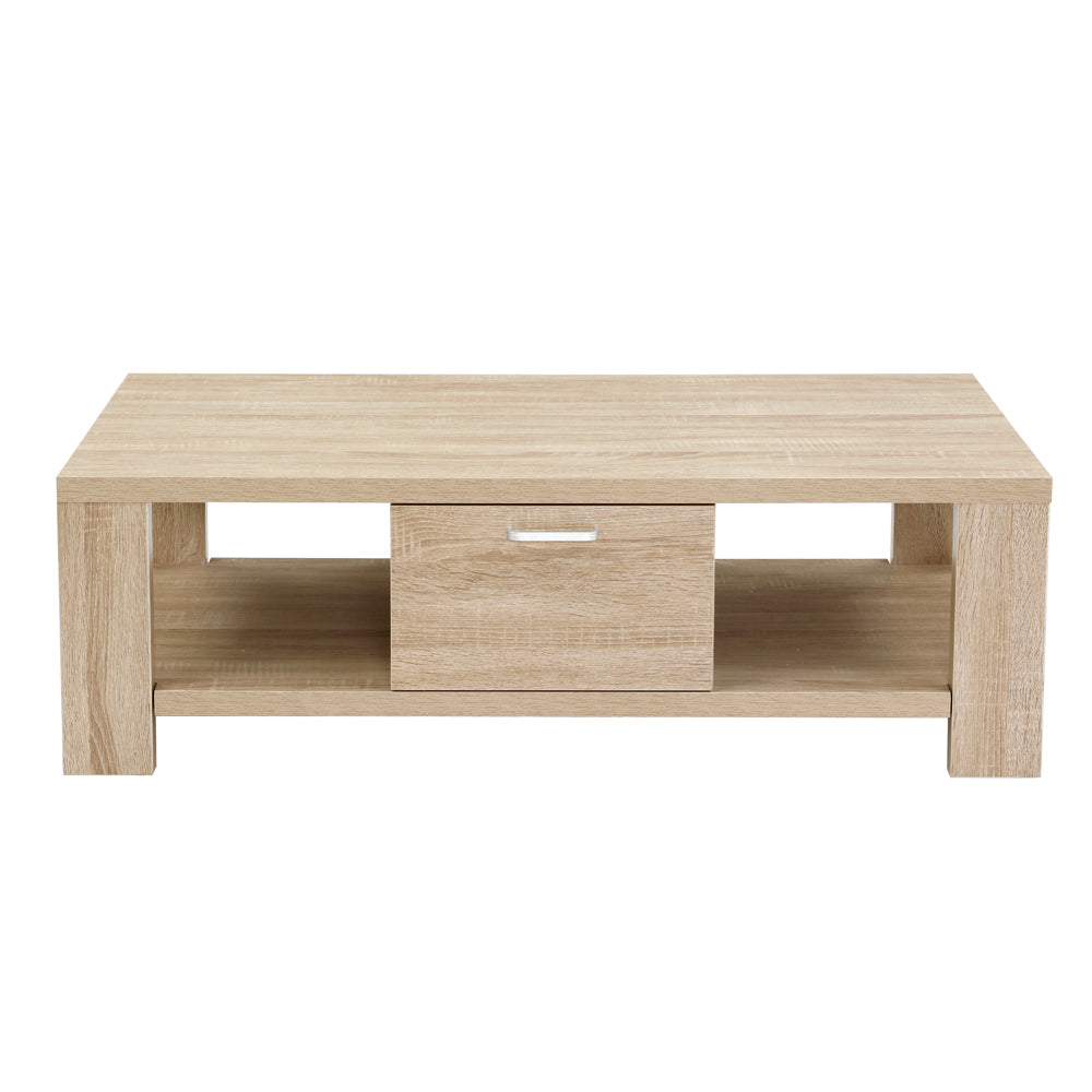 Artiss Coffee Table Wooden Shelf Storage Drawer Living Furniture Thick Tabletop